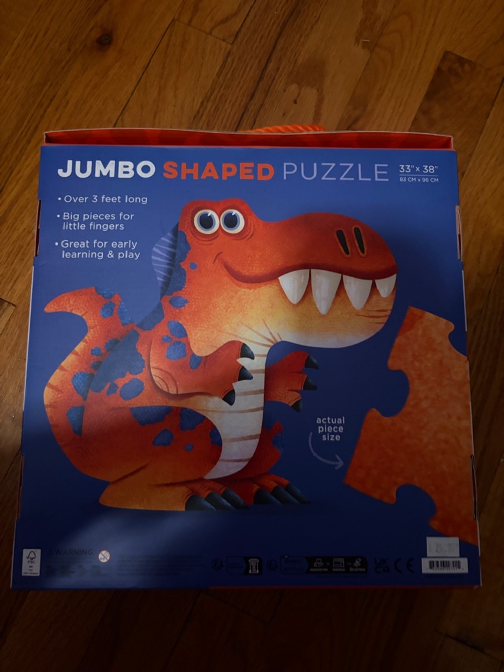 Crocodile Creek Jumbo Shaped Dinosaur Puzzle - Orange & Blue - Picture 2 of 5